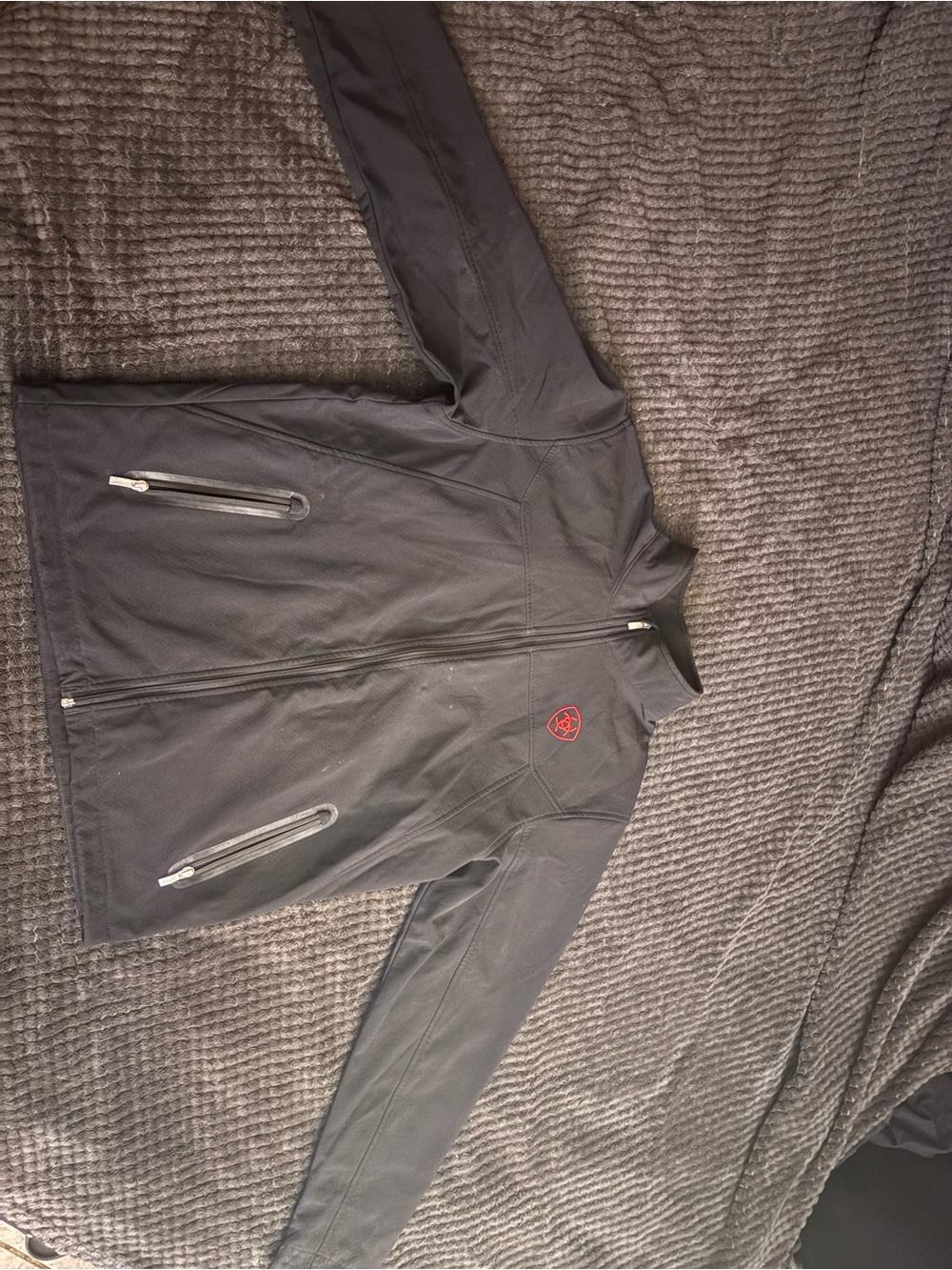Men's Ariat Black Softshell Jacket with Red Logo
